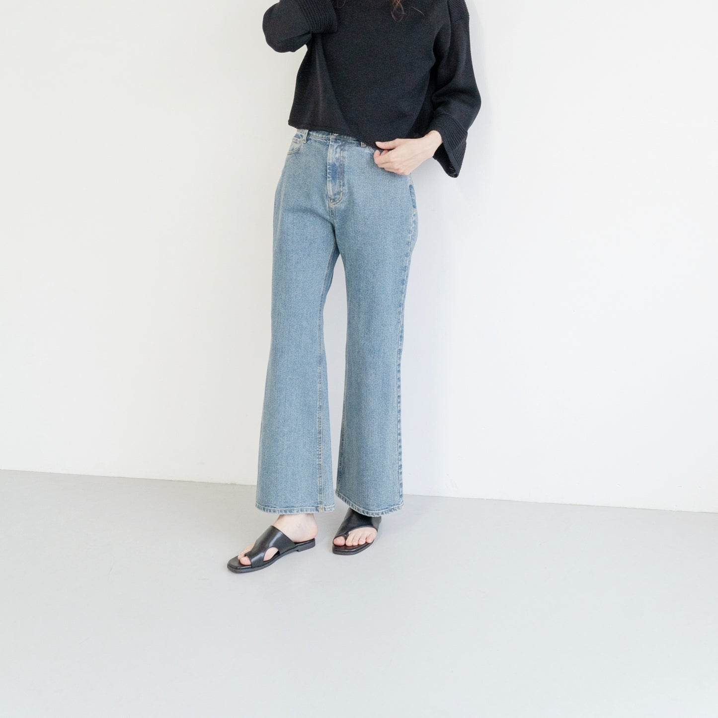 KAIHARA DENIM denim half flare pants