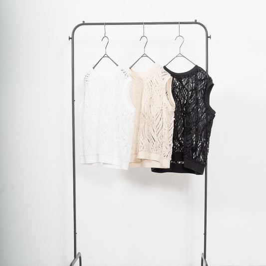 Feather-shape Lace Panel Pullover Vest