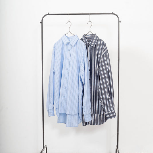 Silk protein processed striped oversized design shirt