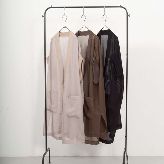 full-knit mesh sleeveless cardigan vest