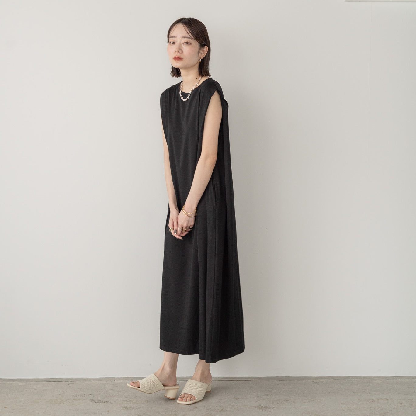 Pique Tucked Sleeve One-Piece