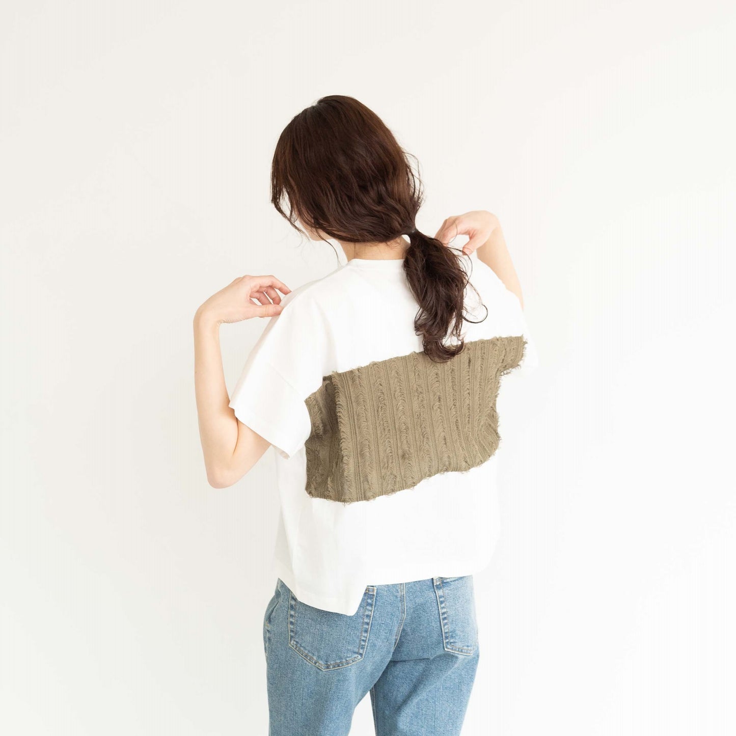 Frayed edge tassel splice T-shirt