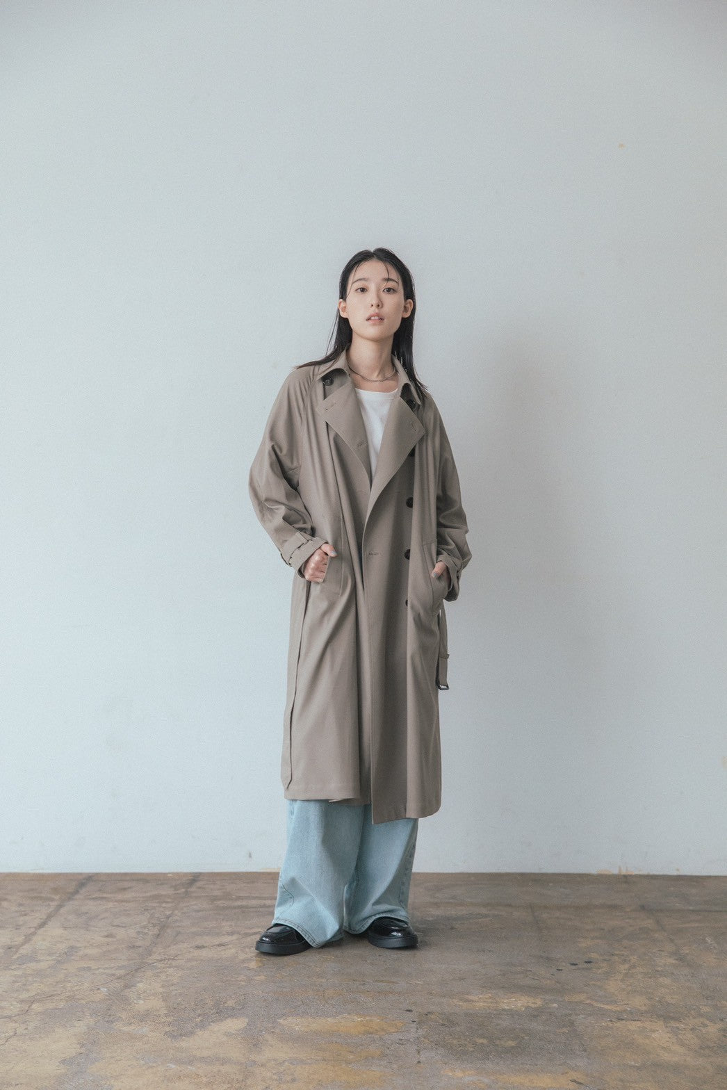 Basic twill trench coat