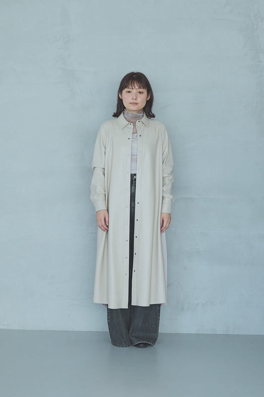 Eco-Leather Long Shirt One Piece